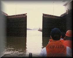 Through the Locks at Panama, Doug Kramer in Lifejacket