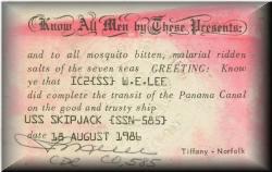 Order of the Ditch front side (Panama Canal Transit)