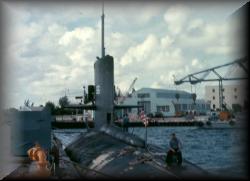 Skipjack in Bermuda, Maynard holding down the Engine Room Hatch, Circa 1966