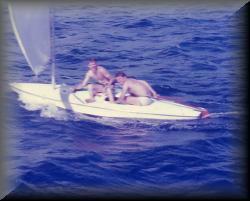 Roy Kaye and John Cottrell practicing being skimmers in Bermuda